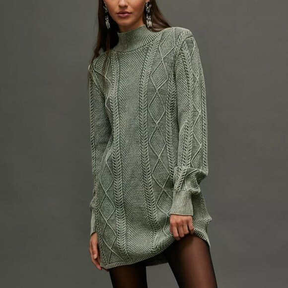 Free People Headed North Knit Tunic Mini Dress Seaspray Washed Green XS/Small - Picture 2 of 6
